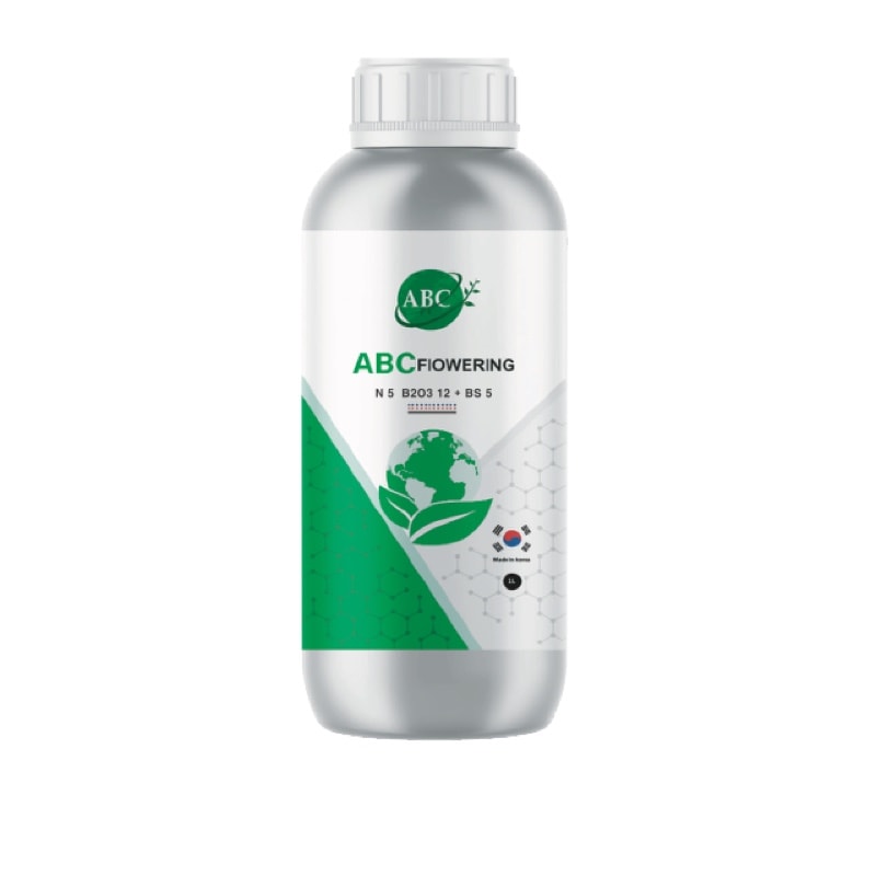 ABC Flowering fertilizer package shown in the English product catalog