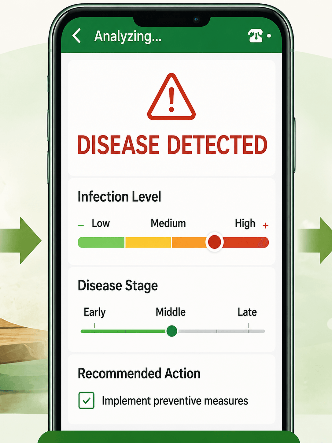 AI analysis app concept showing disease density and progression